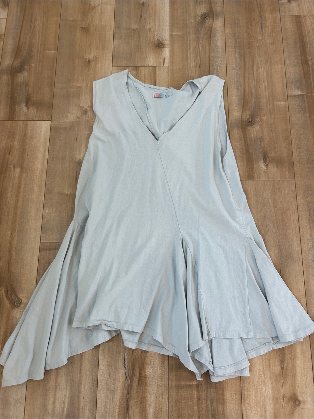 Light Blue Sleeveless V-Neck Flared Tunic Dress